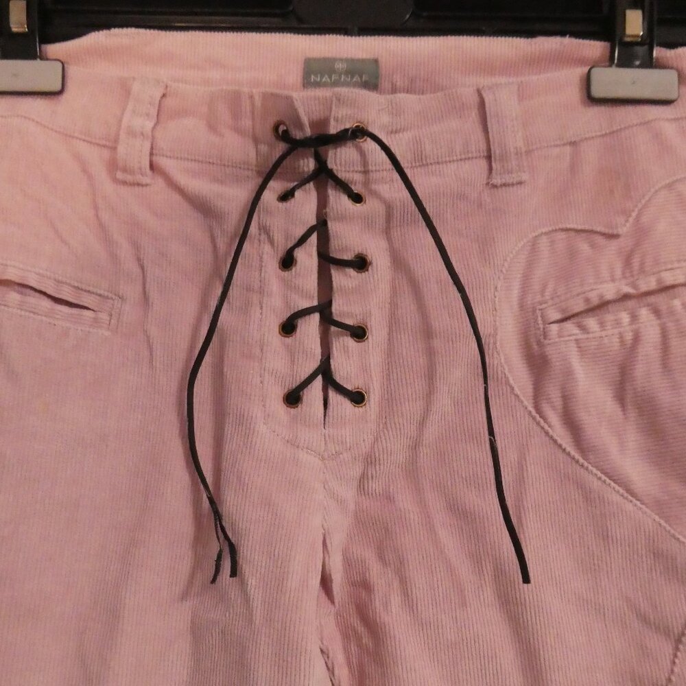 Vintage | NAF NAF | size 38 | Pastel Pink Flare Pants with Lace-Up Closure - Picture 4 of 16